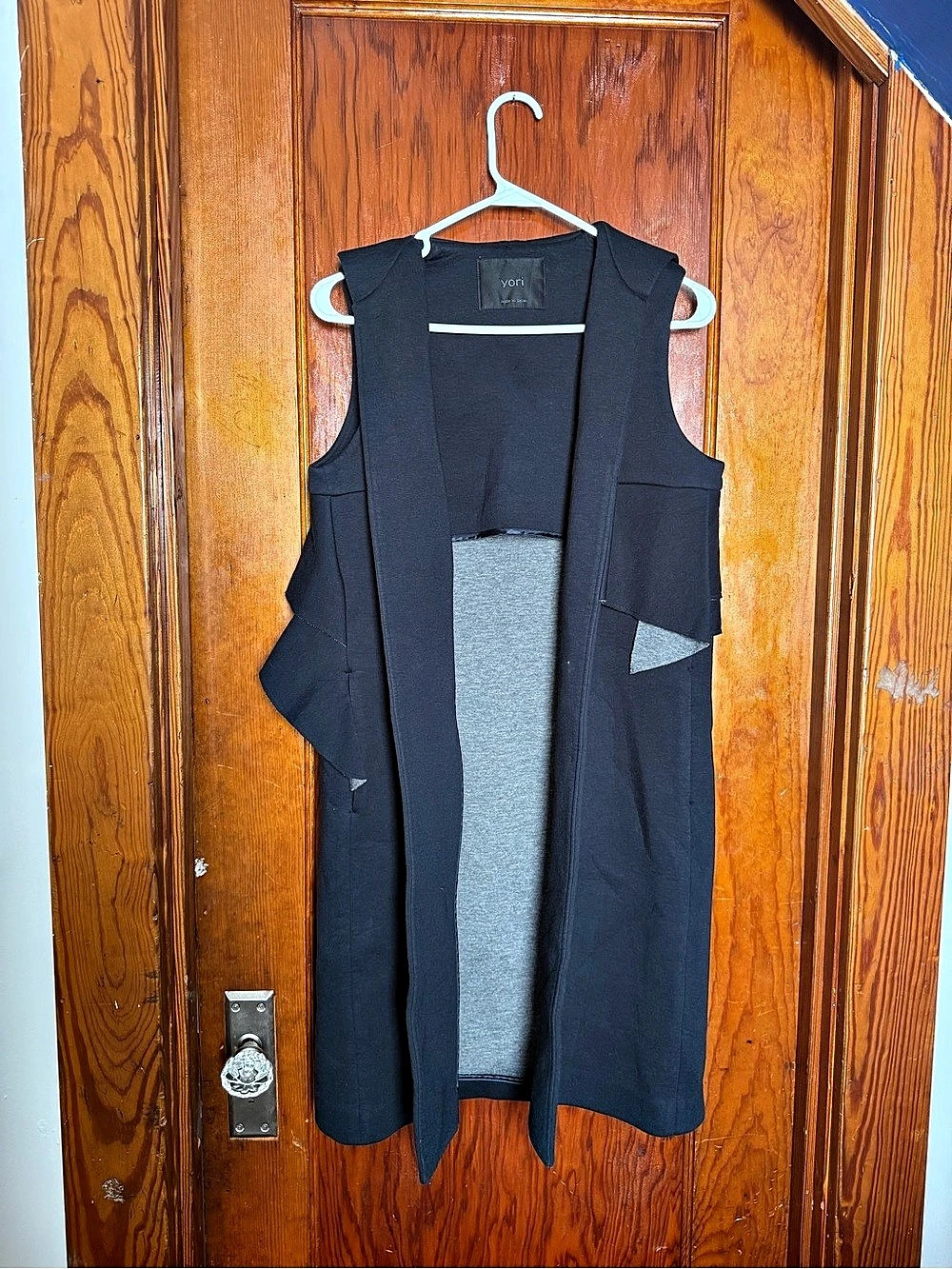Yori Japan Navy Asymmetric Ruffle Long Gilet Vest Avant Garde Made in Japan